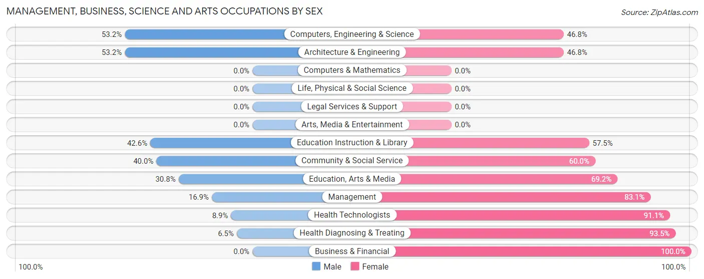 Management, Business, Science and Arts Occupations by Sex in Zip Code 39766