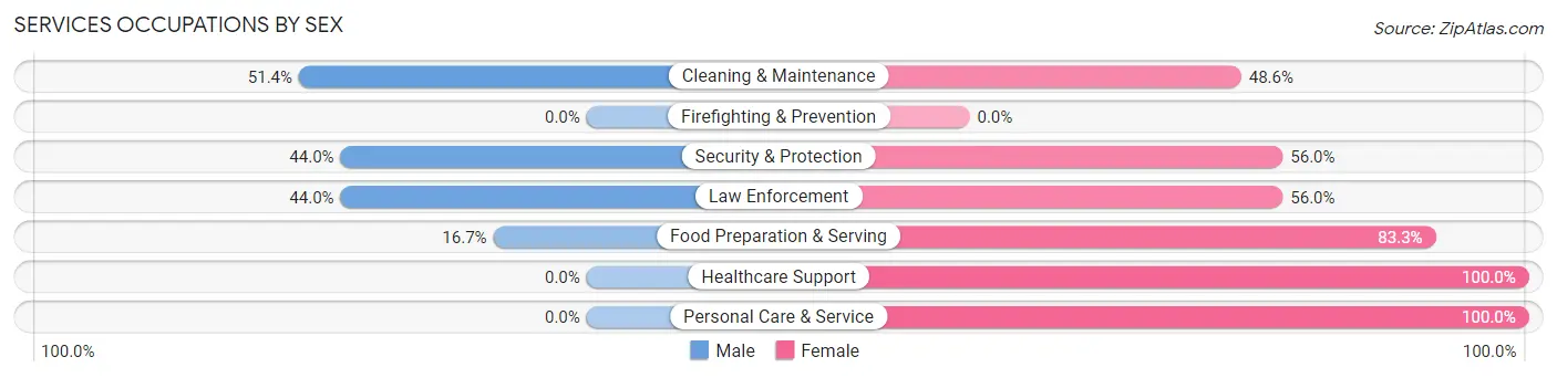 Services Occupations by Sex in Zip Code 39851