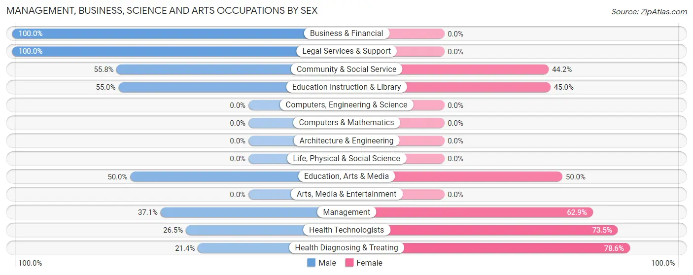 Management, Business, Science and Arts Occupations by Sex in Zip Code 39859