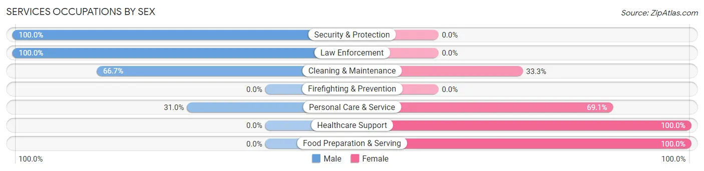 Services Occupations by Sex in Zip Code 40008