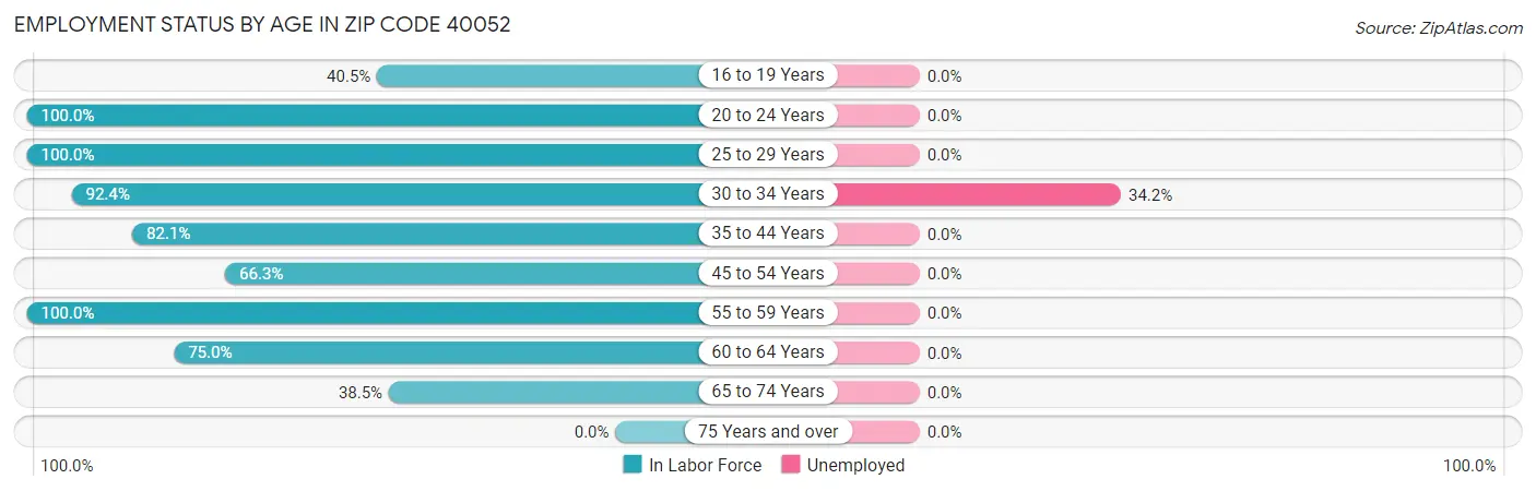 Employment Status by Age in Zip Code 40052