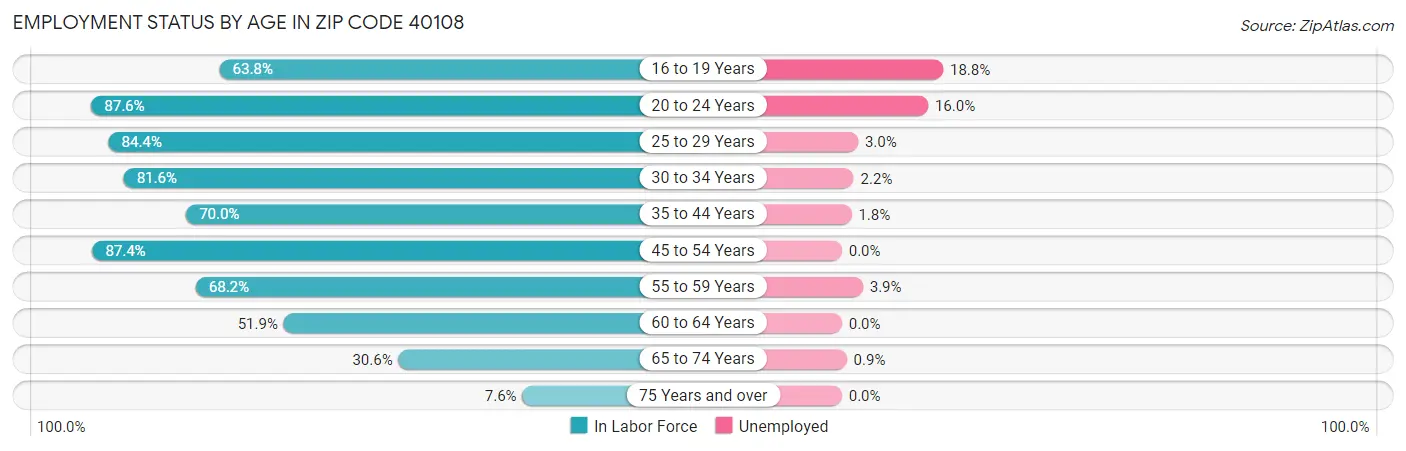 Employment Status by Age in Zip Code 40108