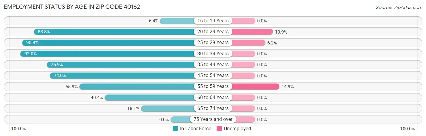 Employment Status by Age in Zip Code 40162