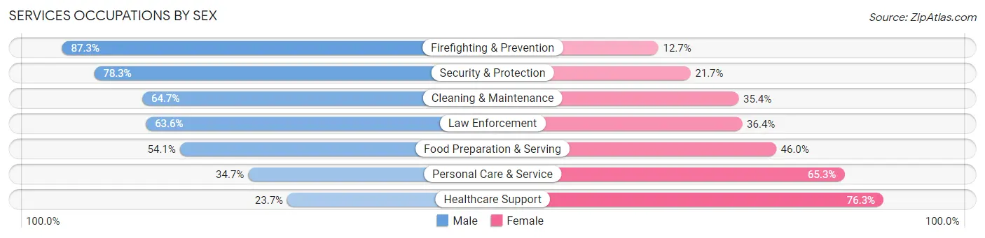 Services Occupations by Sex in Zip Code 40223