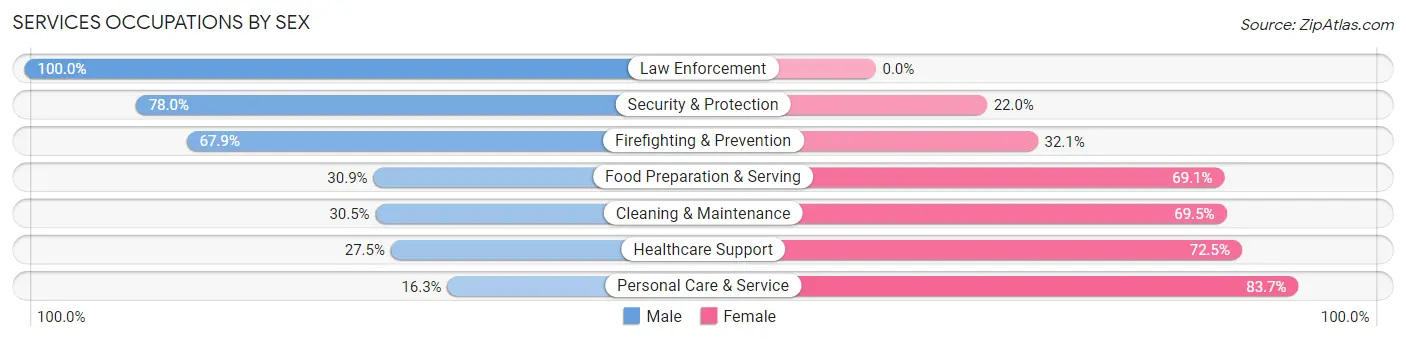 Services Occupations by Sex in Zip Code 40291