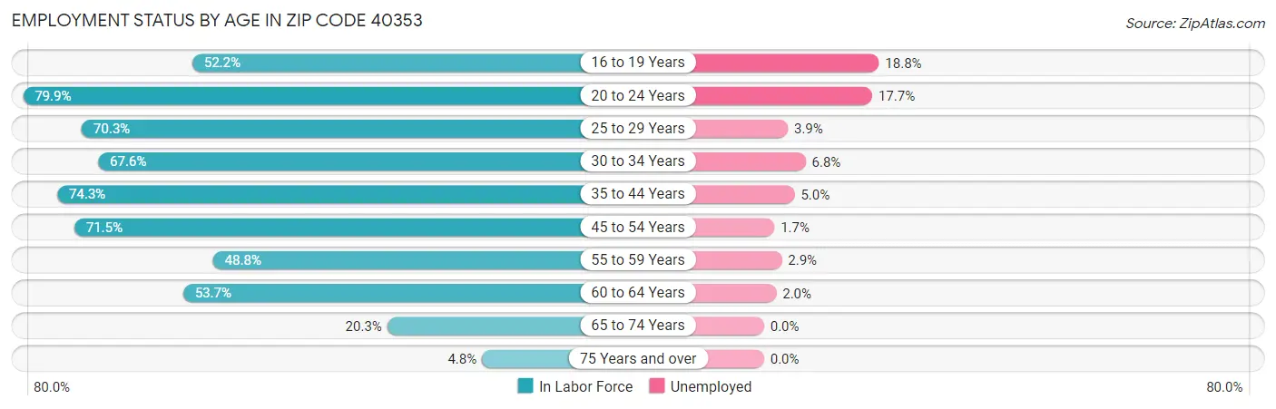Employment Status by Age in Zip Code 40353