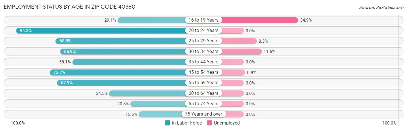 Employment Status by Age in Zip Code 40360