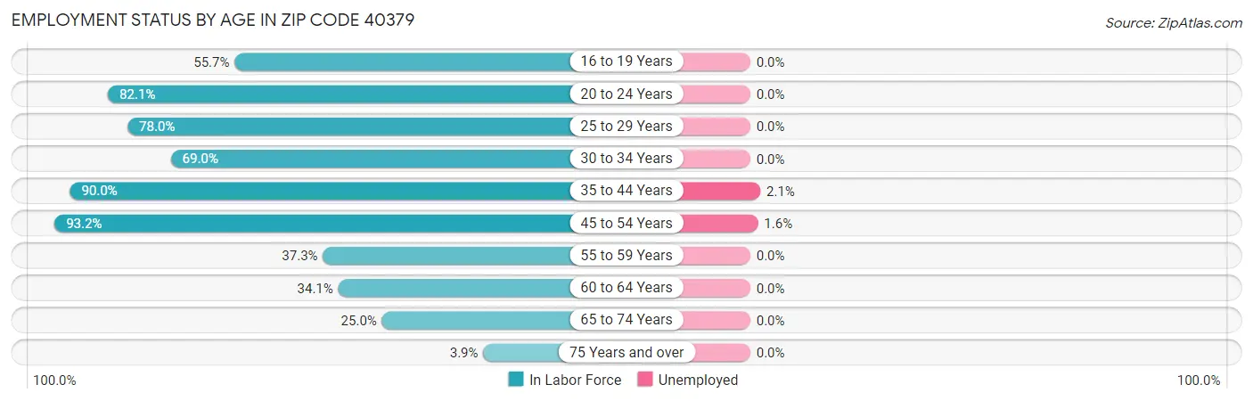 Employment Status by Age in Zip Code 40379