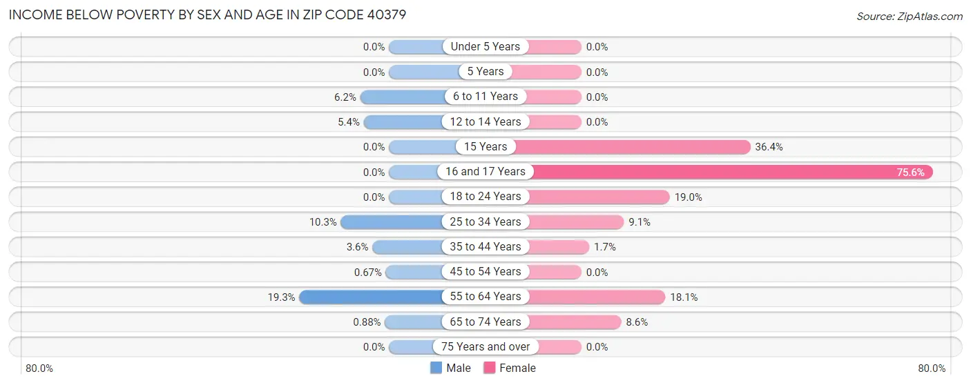 Income Below Poverty by Sex and Age in Zip Code 40379