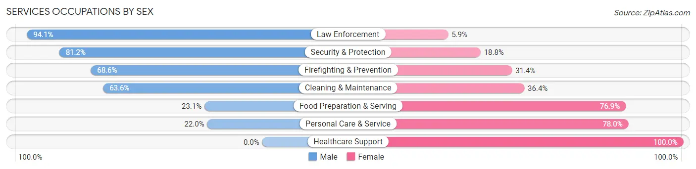 Services Occupations by Sex in Zip Code 40379