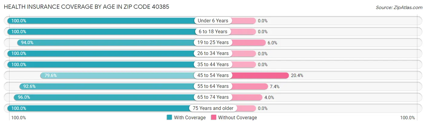 Health Insurance Coverage by Age in Zip Code 40385