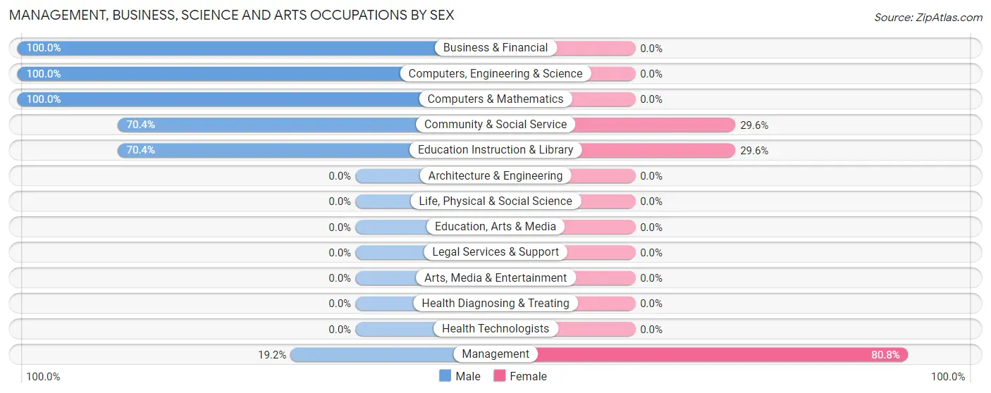 Management, Business, Science and Arts Occupations by Sex in Zip Code 40385