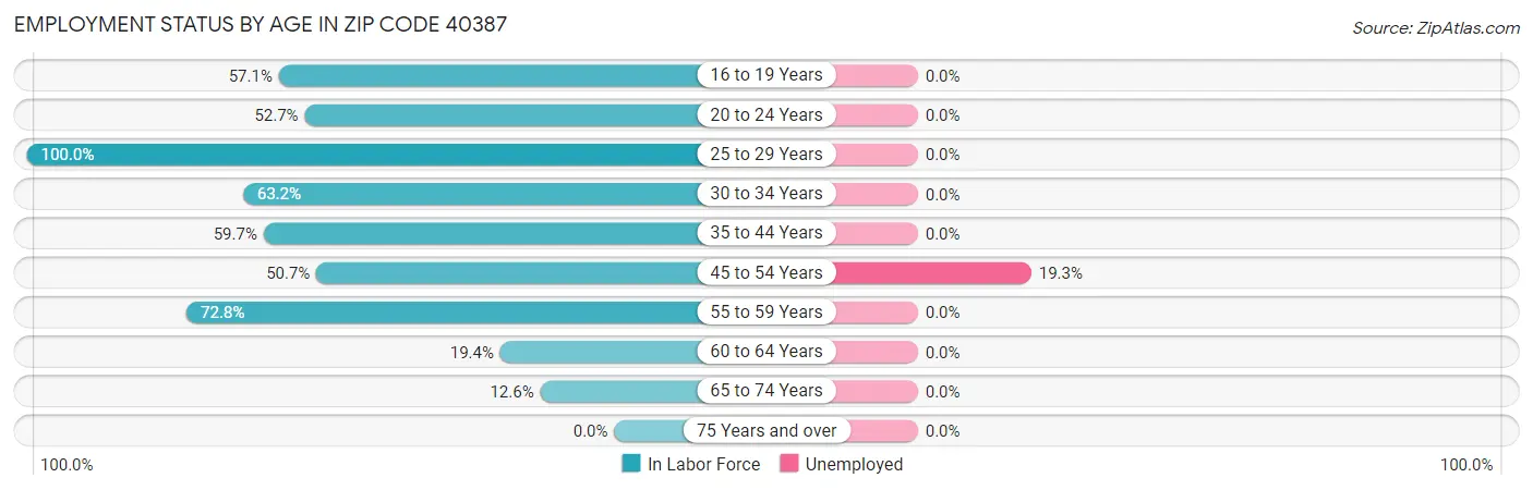 Employment Status by Age in Zip Code 40387