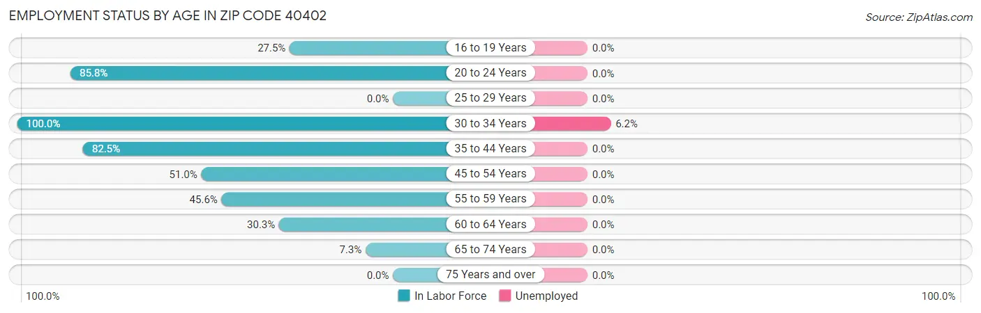Employment Status by Age in Zip Code 40402