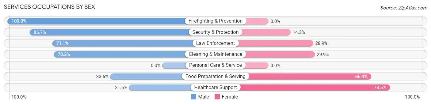 Services Occupations by Sex in Zip Code 40447