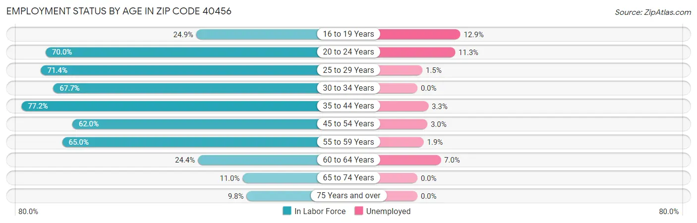 Employment Status by Age in Zip Code 40456