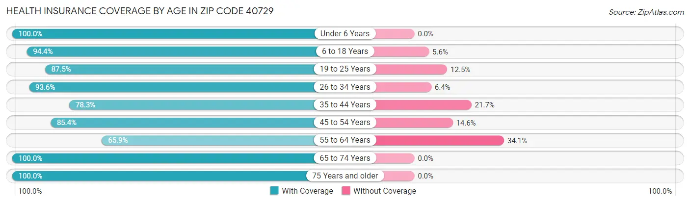 Health Insurance Coverage by Age in Zip Code 40729