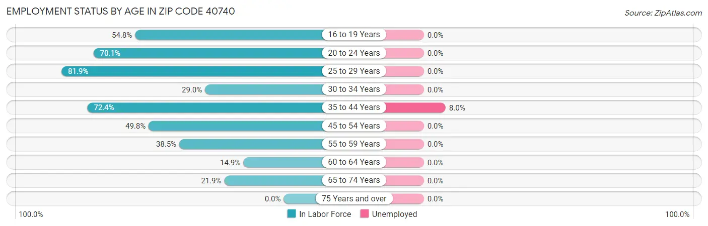 Employment Status by Age in Zip Code 40740