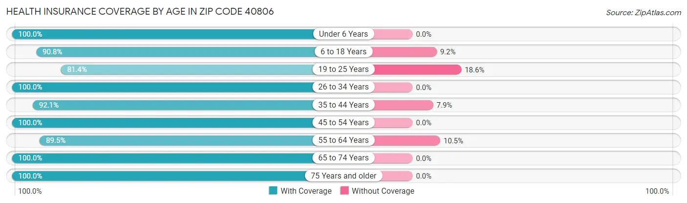 Health Insurance Coverage by Age in Zip Code 40806