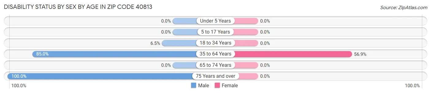 Disability Status by Sex by Age in Zip Code 40813