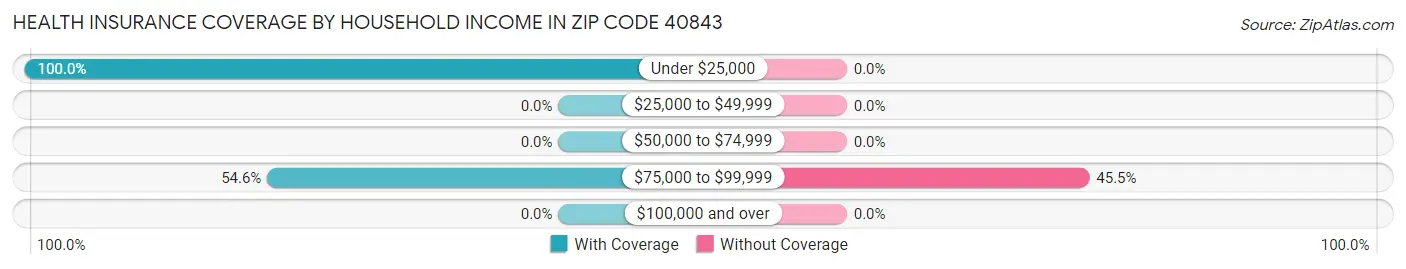 Health Insurance Coverage by Household Income in Zip Code 40843