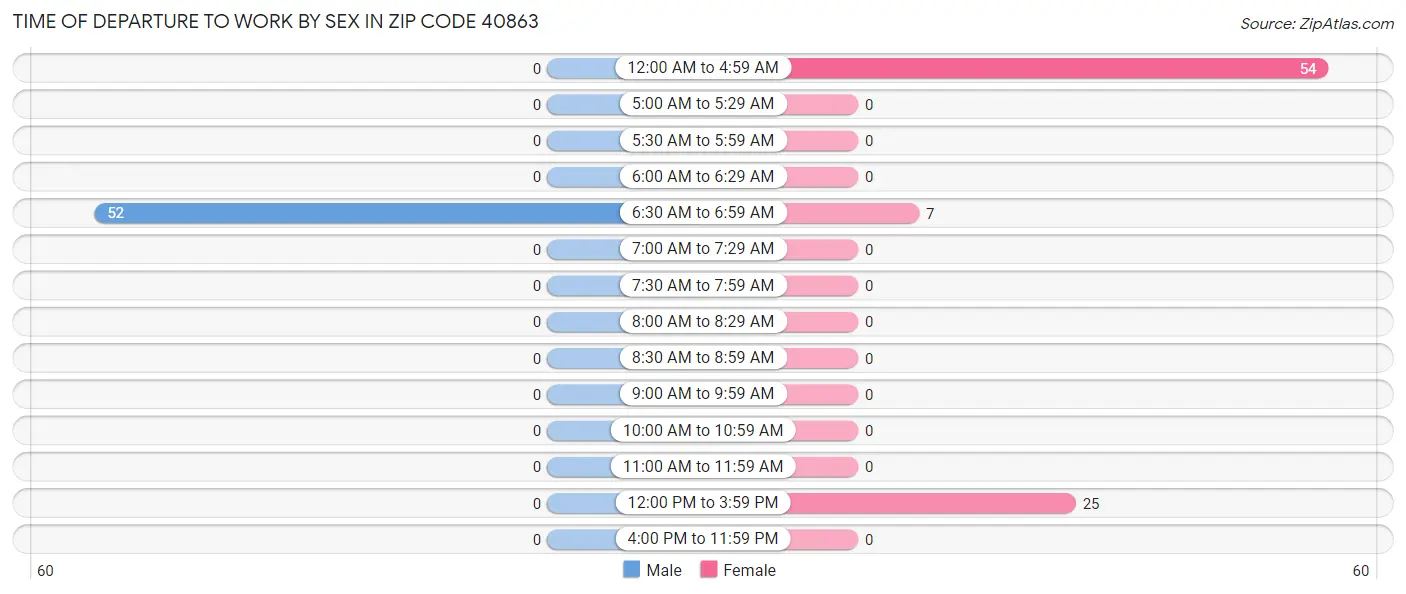 Time of Departure to Work by Sex in Zip Code 40863