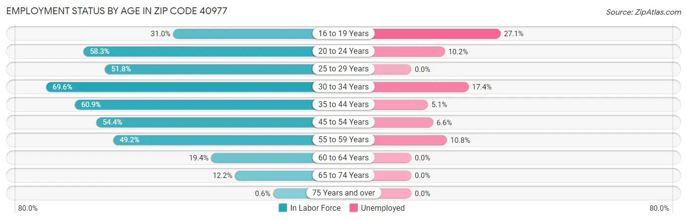 Employment Status by Age in Zip Code 40977