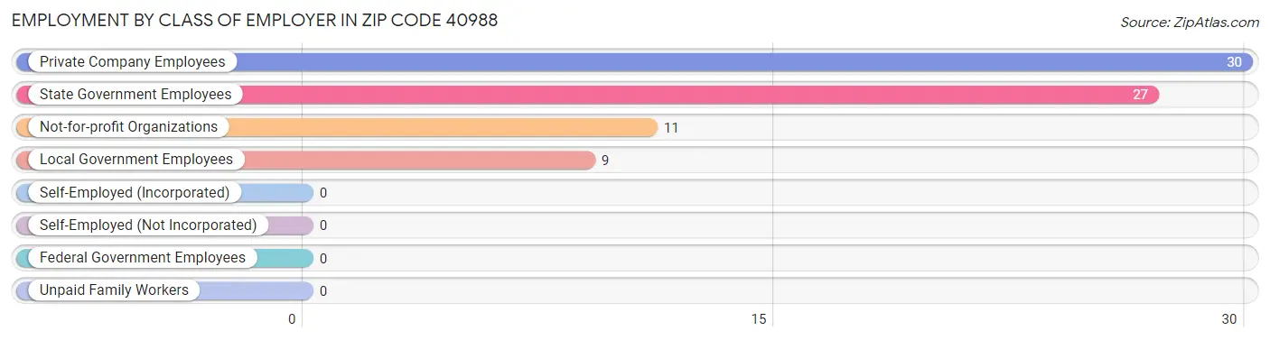 Employment by Class of Employer in Zip Code 40988