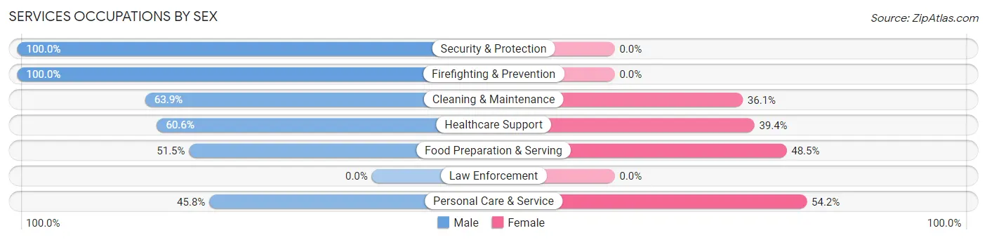 Services Occupations by Sex in Zip Code 41010