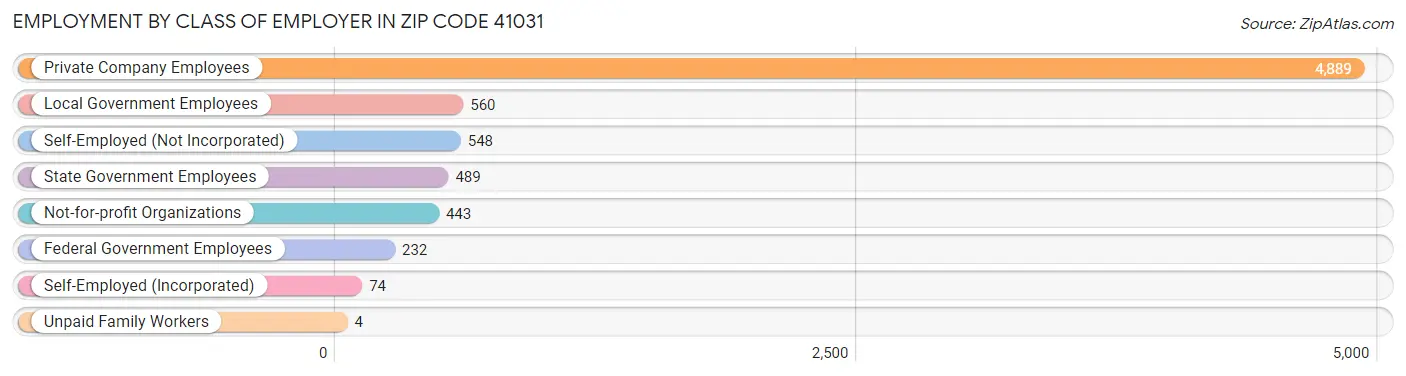 Employment by Class of Employer in Zip Code 41031