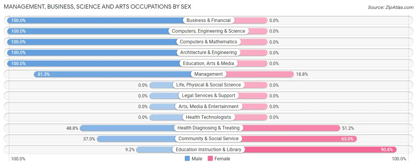 Management, Business, Science and Arts Occupations by Sex in Zip Code 41033