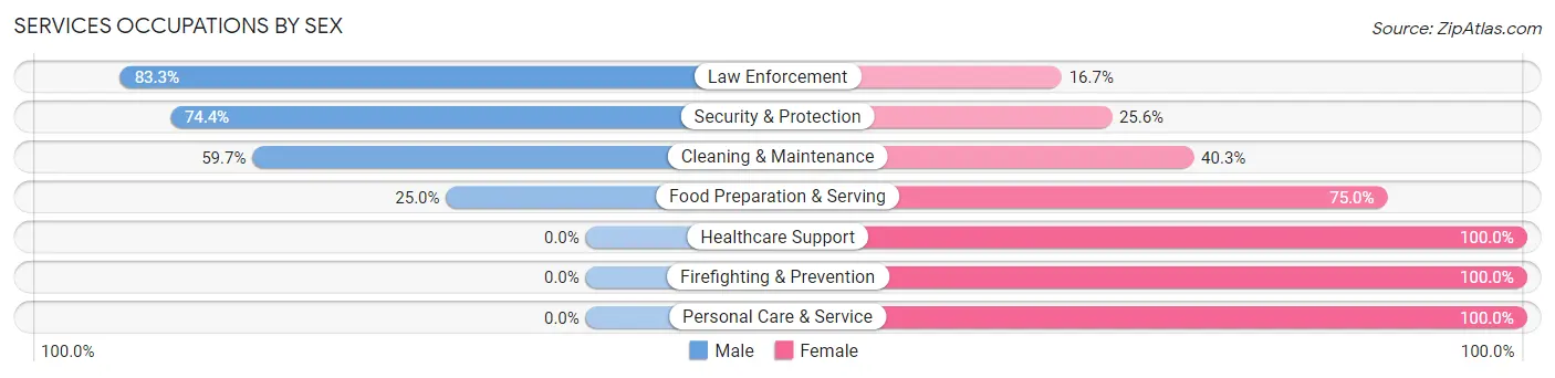 Services Occupations by Sex in Zip Code 41040