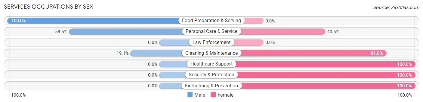 Services Occupations by Sex in Zip Code 41045