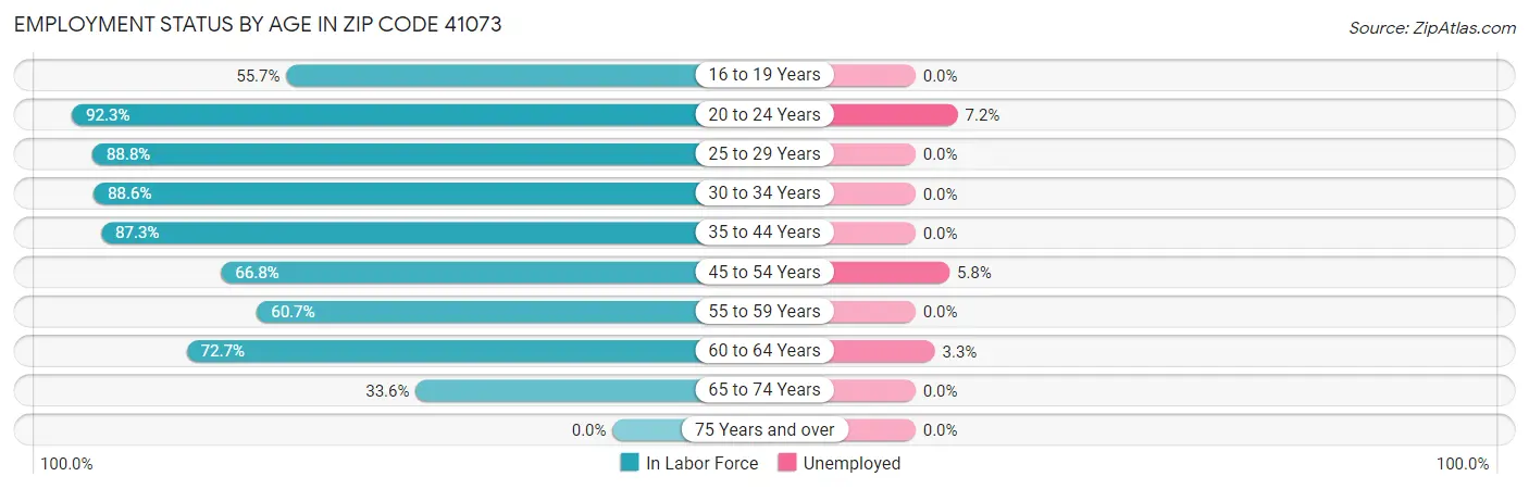 Employment Status by Age in Zip Code 41073