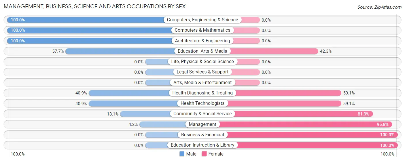 Management, Business, Science and Arts Occupations by Sex in Zip Code 41083