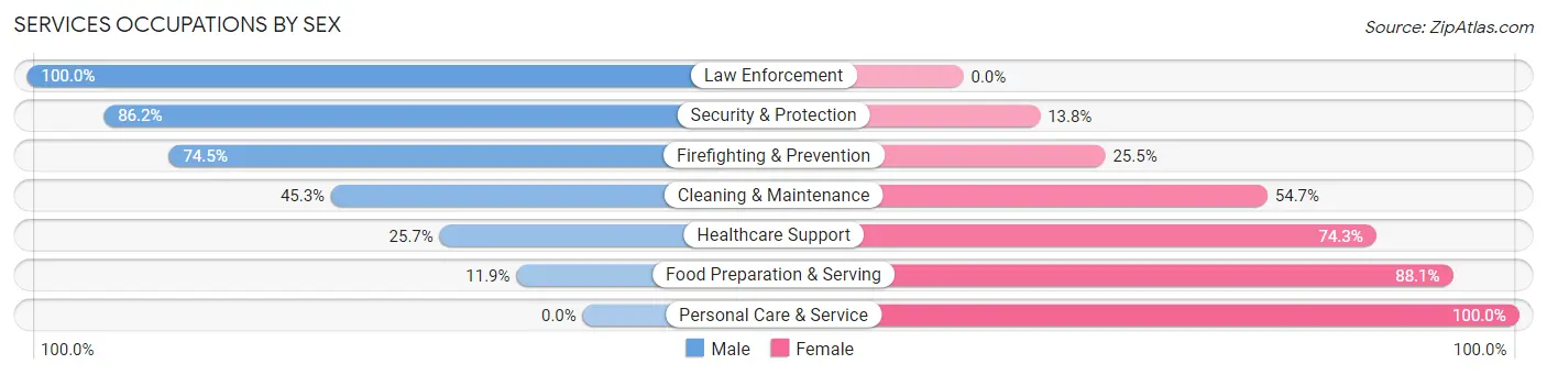 Services Occupations by Sex in Zip Code 41144