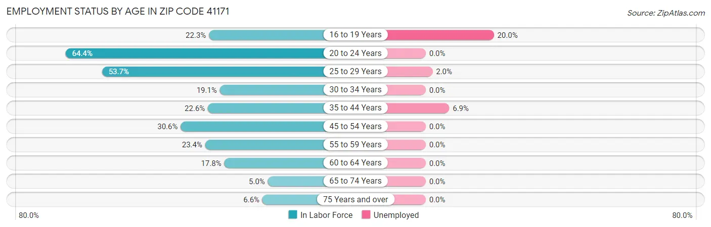 Employment Status by Age in Zip Code 41171