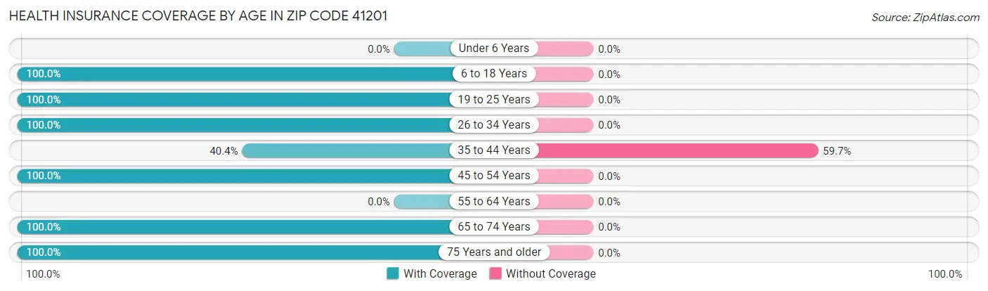 Health Insurance Coverage by Age in Zip Code 41201