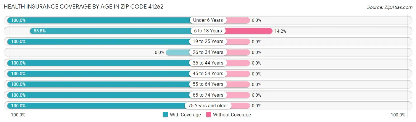 Health Insurance Coverage by Age in Zip Code 41262