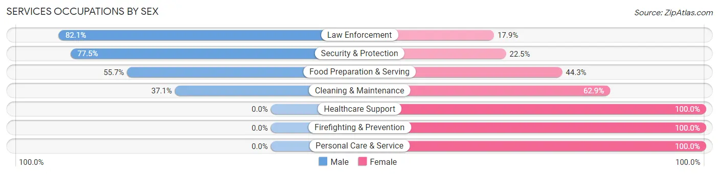 Services Occupations by Sex in Zip Code 41311