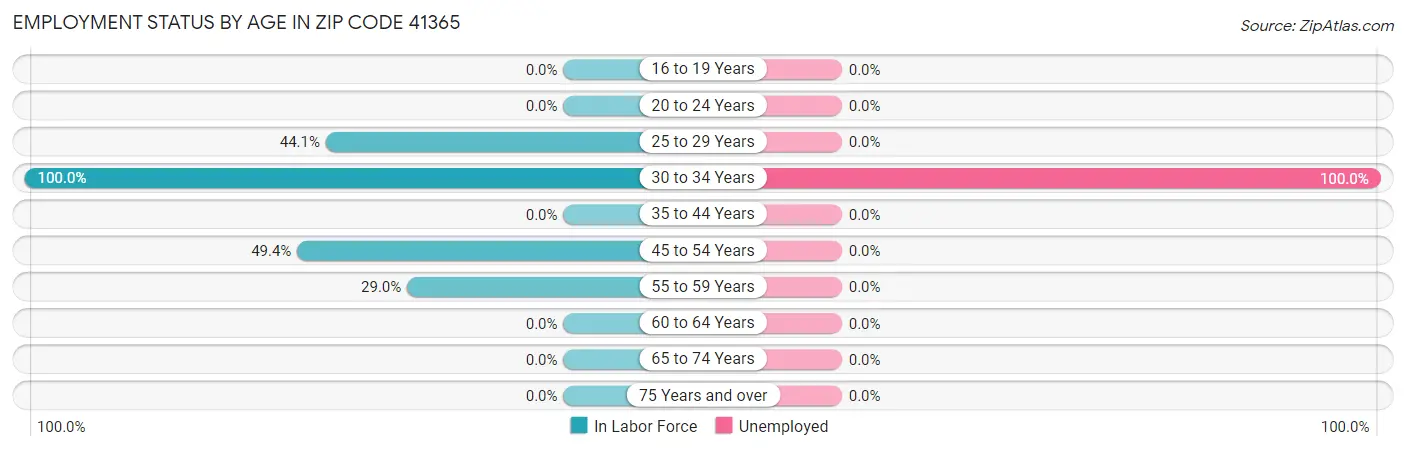 Employment Status by Age in Zip Code 41365
