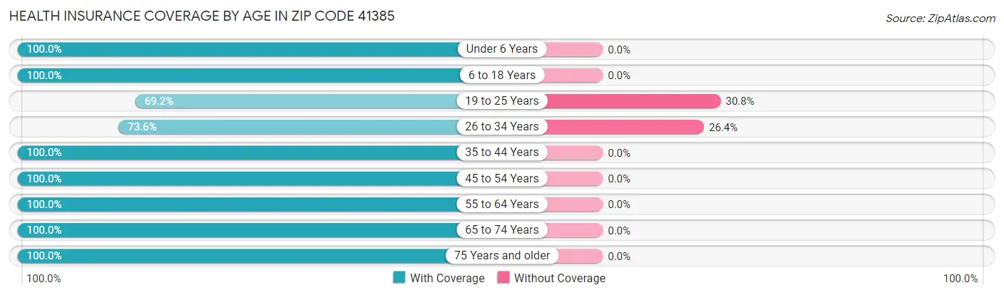 Health Insurance Coverage by Age in Zip Code 41385