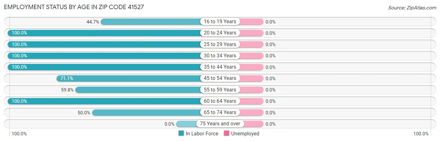 Employment Status by Age in Zip Code 41527