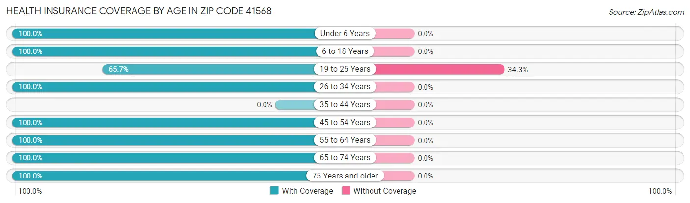 Health Insurance Coverage by Age in Zip Code 41568
