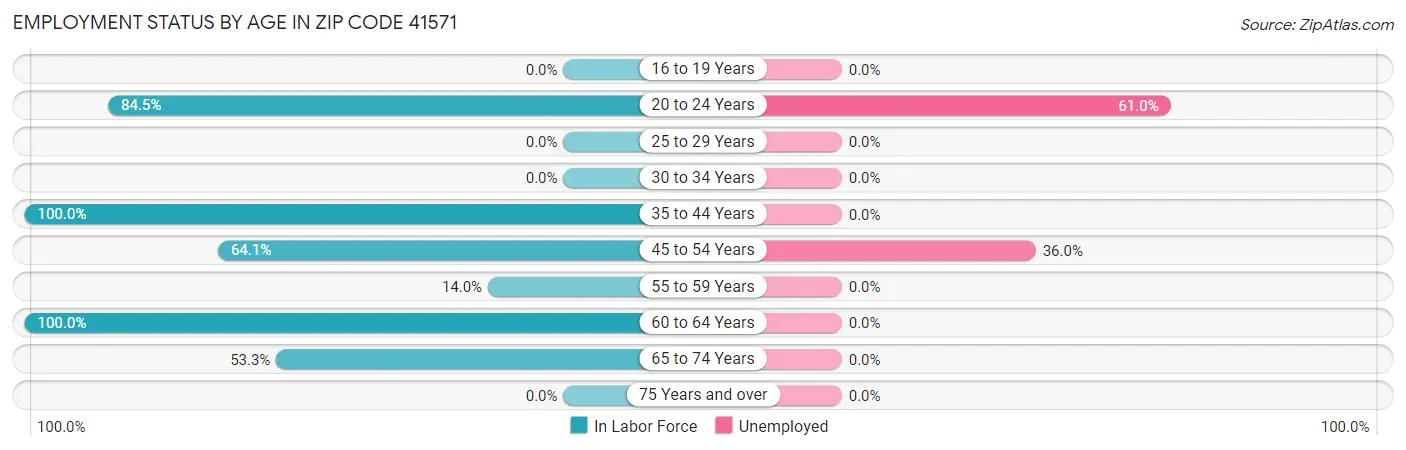 Employment Status by Age in Zip Code 41571