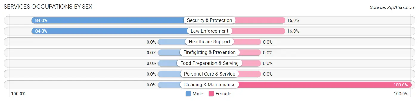 Services Occupations by Sex in Zip Code 41636