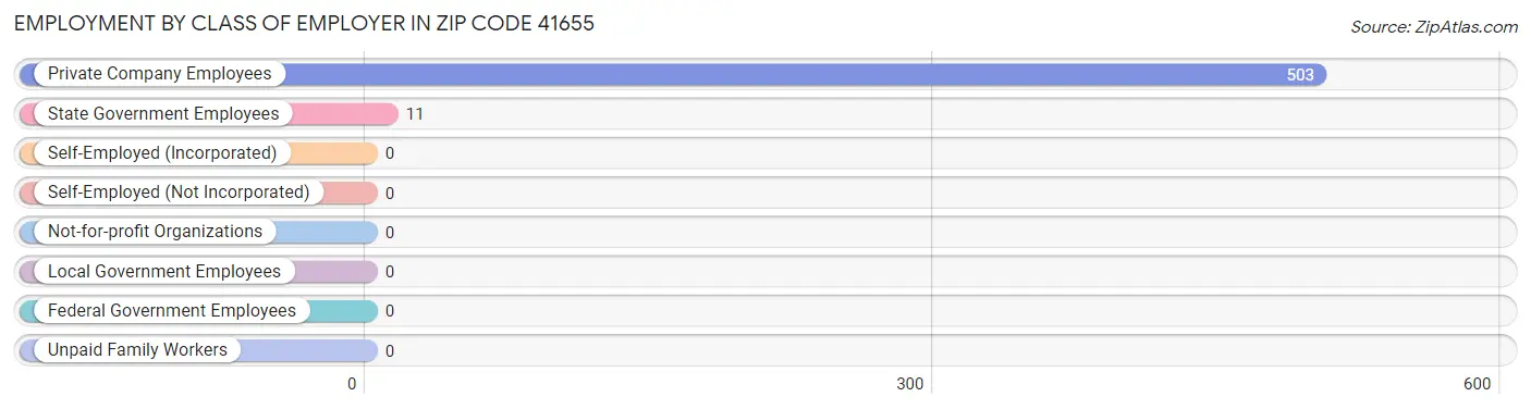 Employment by Class of Employer in Zip Code 41655