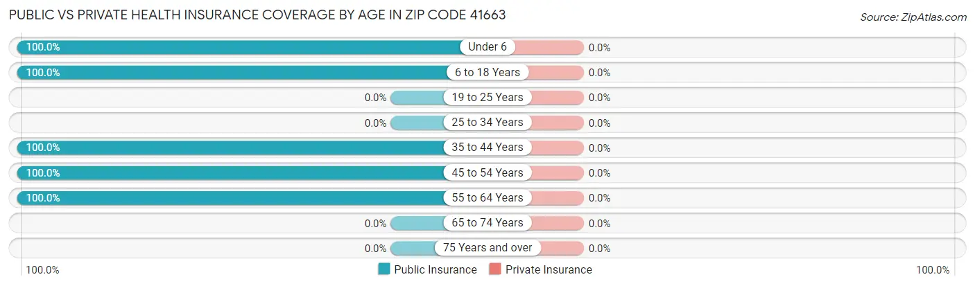 Public vs Private Health Insurance Coverage by Age in Zip Code 41663