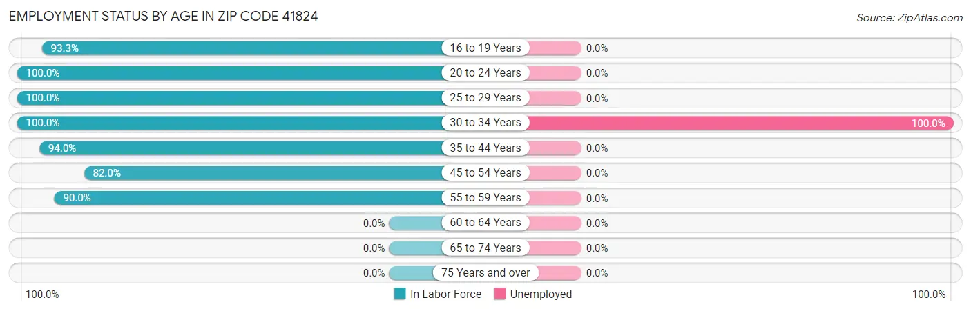 Employment Status by Age in Zip Code 41824