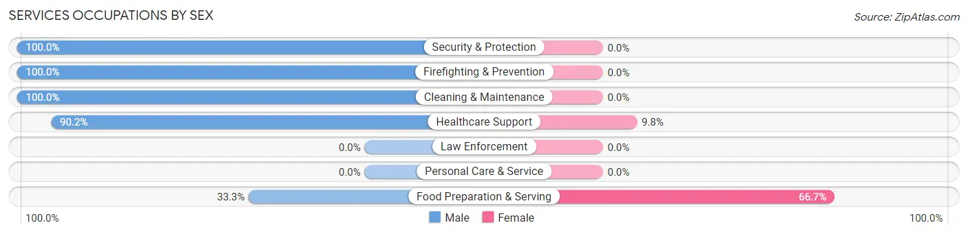 Services Occupations by Sex in Zip Code 41839